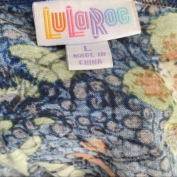 LuLaroe Julia Blue MIDI Dress Orange Flowers - Picture 7 of 10